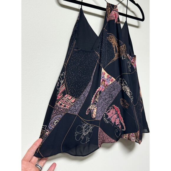 ELIZABETH AND JAMES 100% Silk Halter Top Tassels, Sz XS - Picture 2 of 9